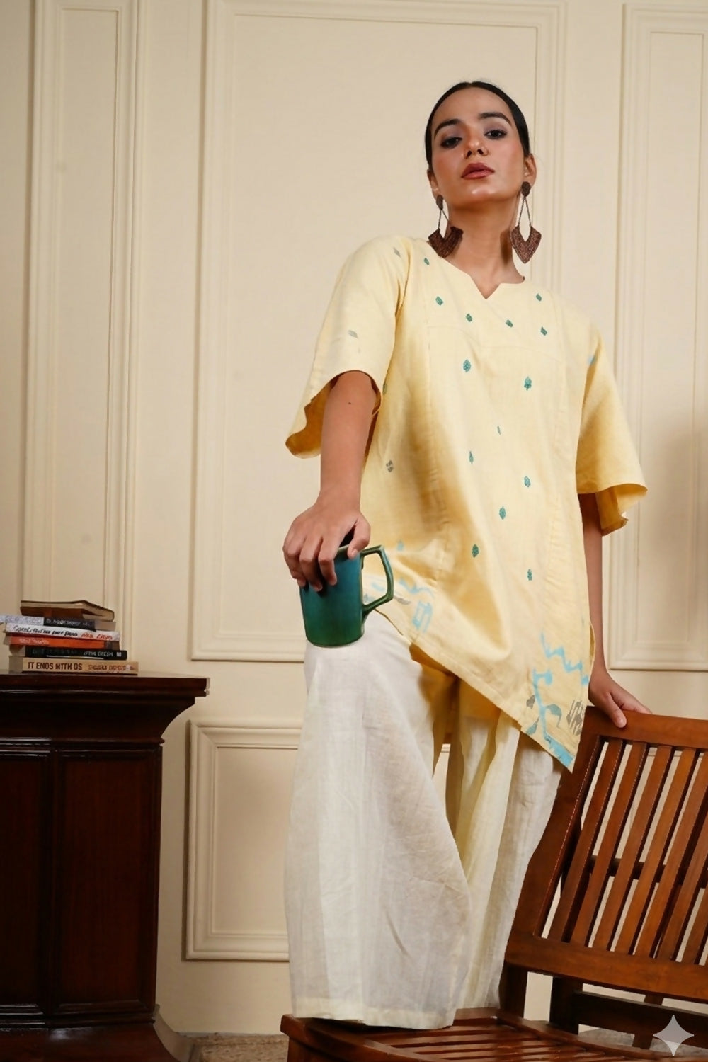MUSTARD GEOMETRIC CHARM TUNIC