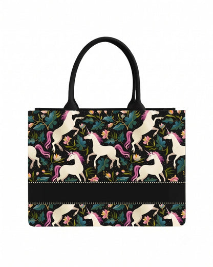 Custom Name Unicorn Tote Bag | Canvas Handbag for Women