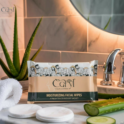Caryl Moisturizing Facial Wipes |Makeup Removal Wipes Gently Cleanses, Hydrates & Refreshes Skin |Aloe Vera, Cucumber & Vitamin E |Non-Sticky, Soft & Alcohol-Free |All Skin Types |Travel Friendly Wet Wipes individually wrapped (72- Sachets)