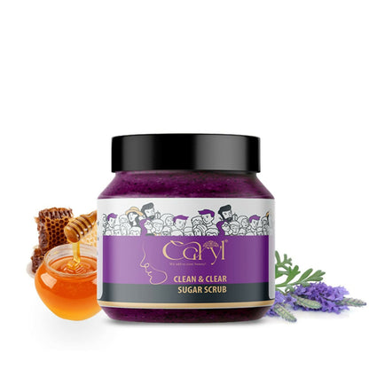 Caryl 200 gm Clean & Clear Sugar Face Scrub | Tan & Dirt Removal Scrub | Skin Exfoliating, Removes Blackhead, Dead Skin | Face & Body Scrub for Women & Men | All Skin Types | Paraben & Sulfate Free