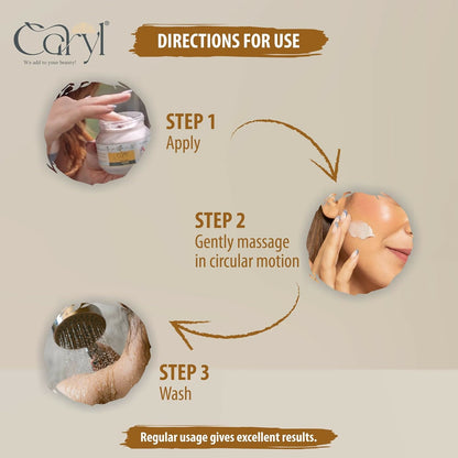 Caryl 200 gm Cocoa Coffee Face Scrub | Tan & Dirt Removal Scrub | Deep Exfoliation, Removes Blackhead, Dead Skin | Face & Body Scrub for Women & Men | All Skin Types | Paraben & Sulfate Free