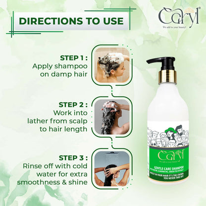 Caryl Gentle Care Shampoo | Enriched with Biotin, Almond Oil & Green Tea Extract | Repairs and Protect Damaged Hair | Sulphate Free | Suitable for Men & Women – 300 ML