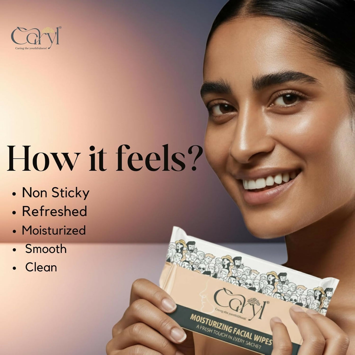 Caryl Moisturizing Facial Wipes |Makeup Removal Wipes Gently Cleanses, Hydrates & Refreshes Skin |Aloe Vera, Cucumber & Vitamin E |Non-Sticky, Soft & Alcohol-Free |All Skin Types |Travel Friendly Wet Wipes individually wrapped (72- Sachets)