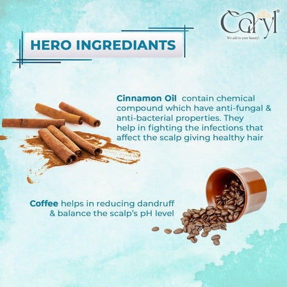 Caryl 300 ml Anti Dandruff Shampoo For Men & Women Hair Cleanser for Scalp Purification & Flake Control with Cinnamon Oil & Coffee Extract | Reduces Itchy Scalp & Dryness