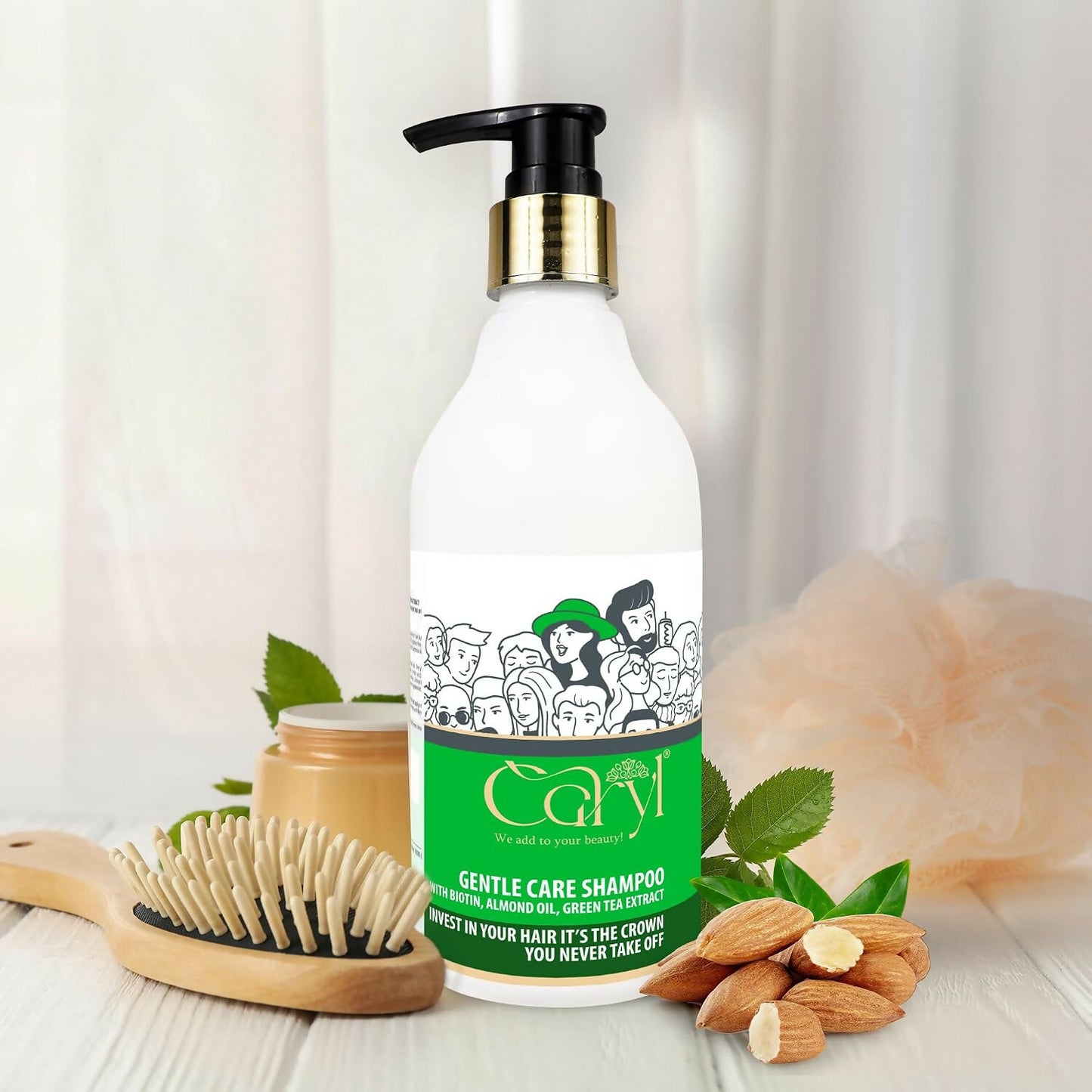 Caryl Gentle Care Shampoo | Enriched with Biotin, Almond Oil & Green Tea Extract | Repairs and Protect Damaged Hair | Sulphate Free | Suitable for Men & Women – 300 ML