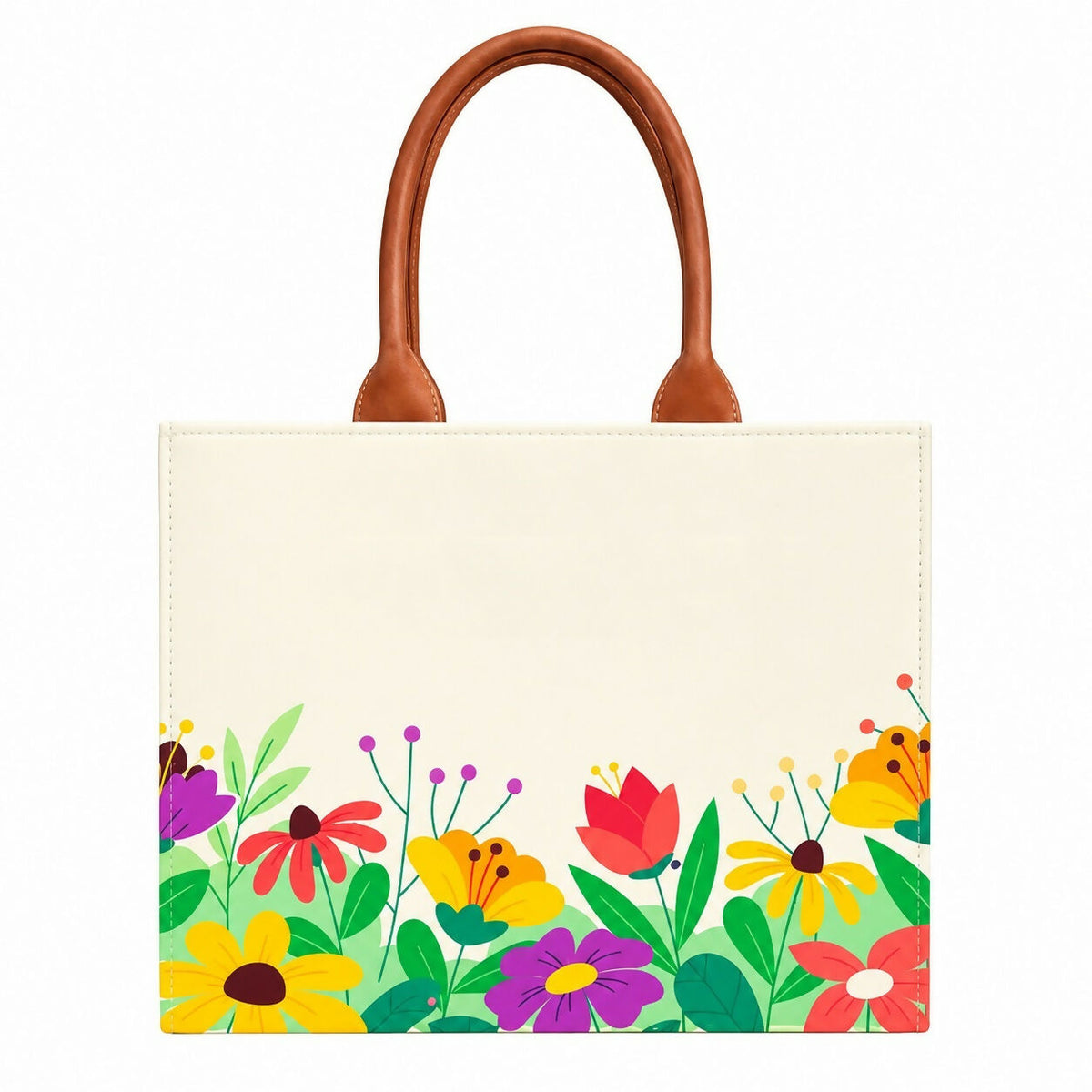 Custom Name Floral Elegance Tote Bag | Canvas Handbag for Women