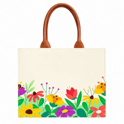 Custom Name Floral Elegance Tote Bag | Canvas Handbag for Women