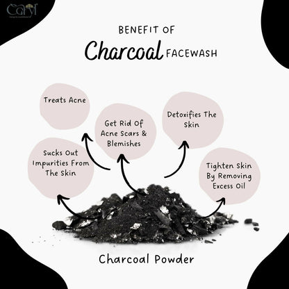 Caryl 100ml Charcoal Face Wash for Oily, Acne-Prone Skin|Exfoliating & Purifying Deep Cleanser for Men,Women|Oil Control, Dirt Removal & Skin Detox|Paraben-Free daily face wash