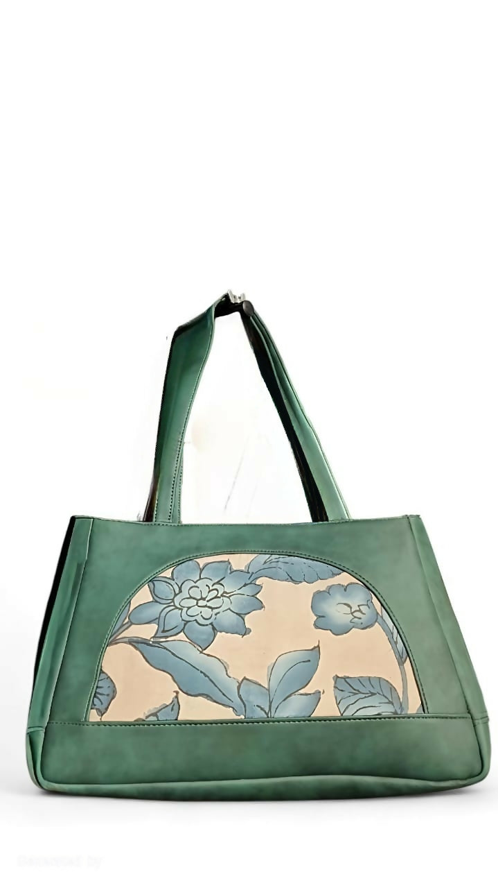 Unique pen Kalamkari design on a 6-inch semi-circular window bag-Womenn
