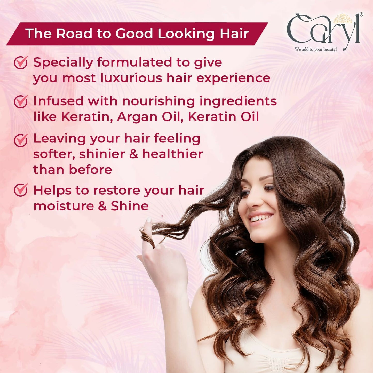 Caryl Keratin Smooth Shampoo with Argan Oil & Keratin | Smoothening Shampoo for Softer, Shinier & Frizz-Free Hair | Nourishing Hair Care for Men, Women | 300 ml