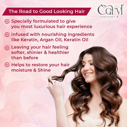Caryl Keratin Smooth Shampoo with Argan Oil & Keratin | Smoothening Shampoo for Softer, Shinier & Frizz-Free Hair | Nourishing Hair Care for Men, Women | 300 ml