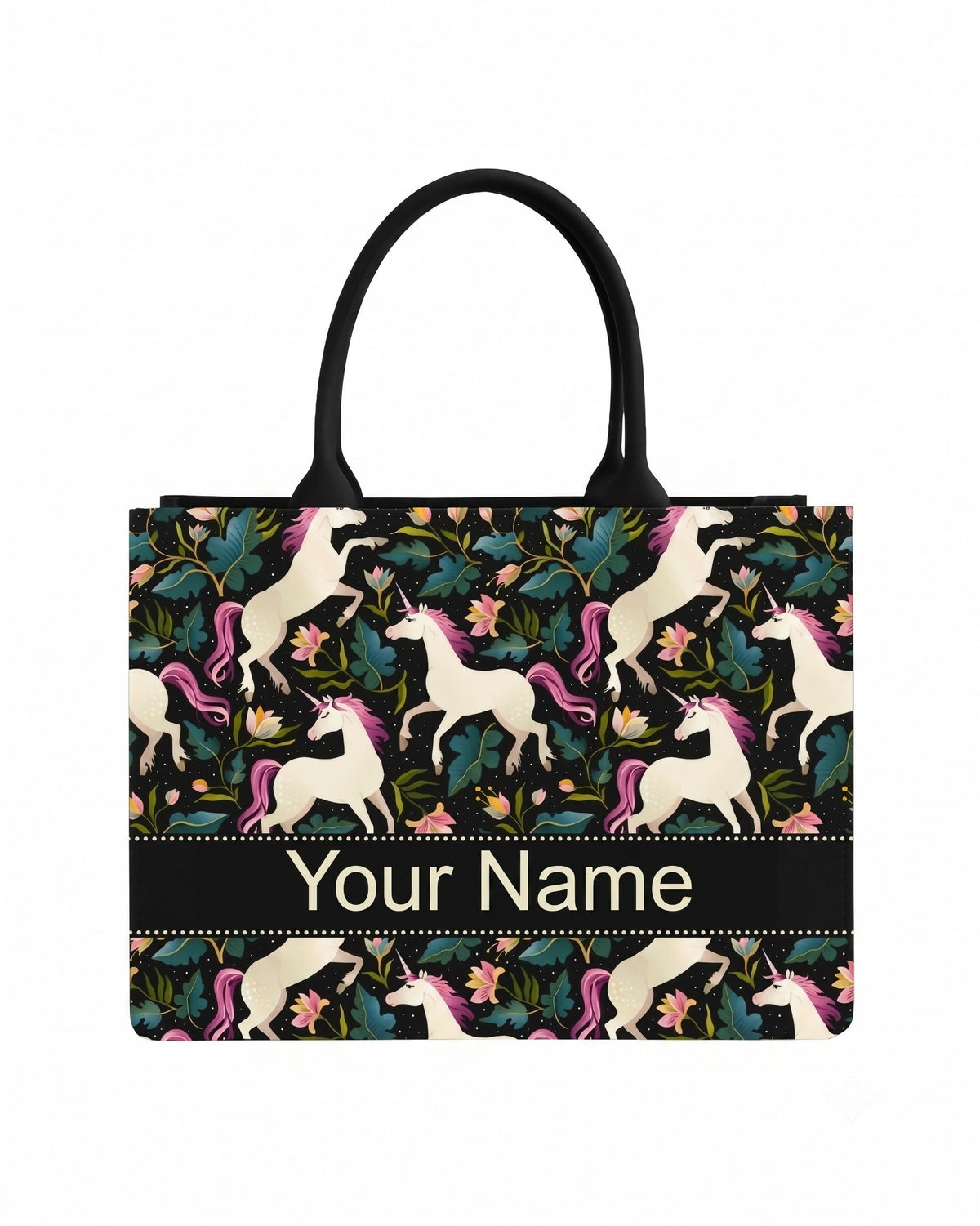 Custom Name Unicorn Tote Bag | Canvas Handbag for Women