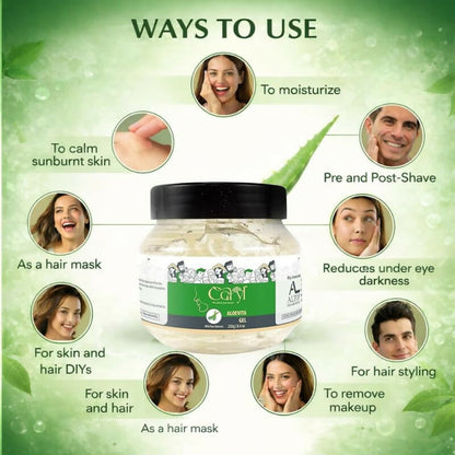 Caryl Aloe Vera Gel 250g for Face, Hair Care|Helps Reduce Acne,Sunburn & Dark Circles|Deep Hydration & Skin Brightening|Pure Aloe Vera,Tea Tree & Lemon Peel|Lightweight,Non-Greasy Gel For Men & Women