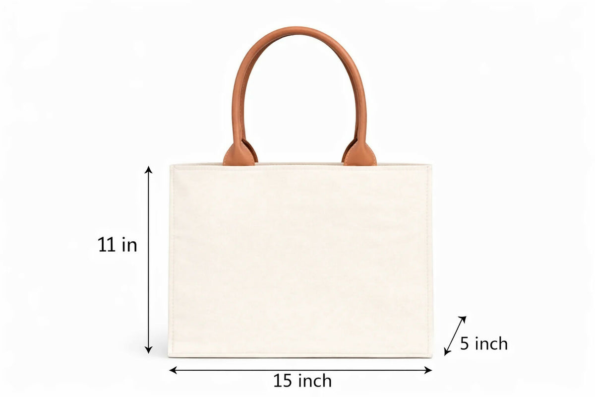 Custom Name Floral Tote Bag | Canvas Handbag for Women