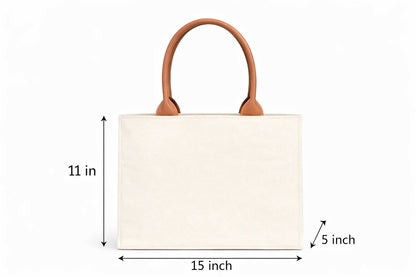 Custom Name Floral Tote Bag | Canvas Handbag for Women