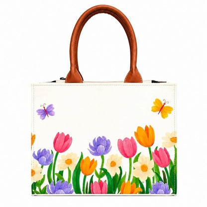 Custom Name Floral Butterfly Tote Bag | Canvas Handbag for Women