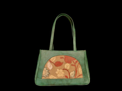 Unique pen Kalamkari design on a 6-inch semi-circular window bag-Womenn