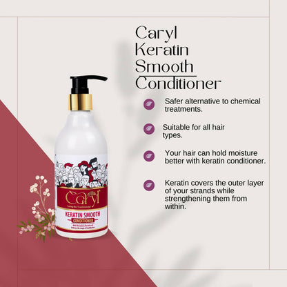 Caryl Keratin Smooth Conditioner 280ml | Frizz Control & Shine | Infused with Keratin & Shea Butter