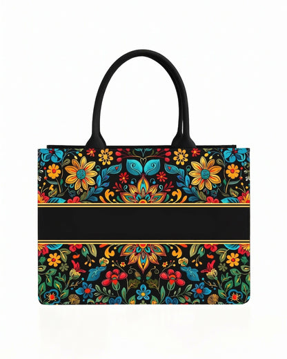 Custom Name Abstract Mosaic Sun Canvas Tote Bag for Women