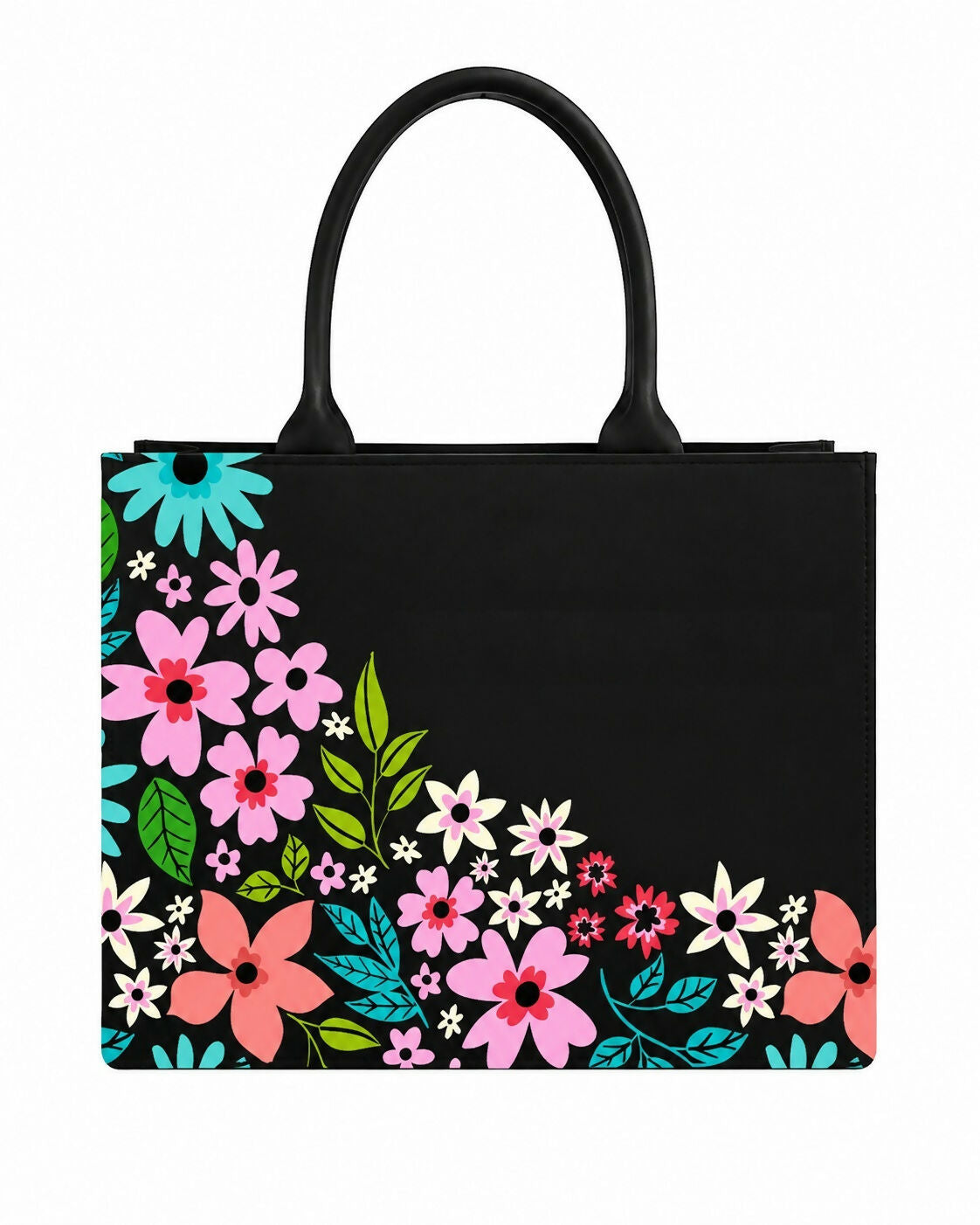 Custom Name Whimsical Wildflower Tote Bag | Canvas Handbag for Women