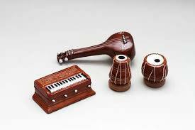 Classic Terracotta Clay Miniature Musical Instruments Combo | Handmade Clay Tabla Veena Harmonium Showpiece for Home Decor, Return Gift, Table Decoration, Indian Handicraft