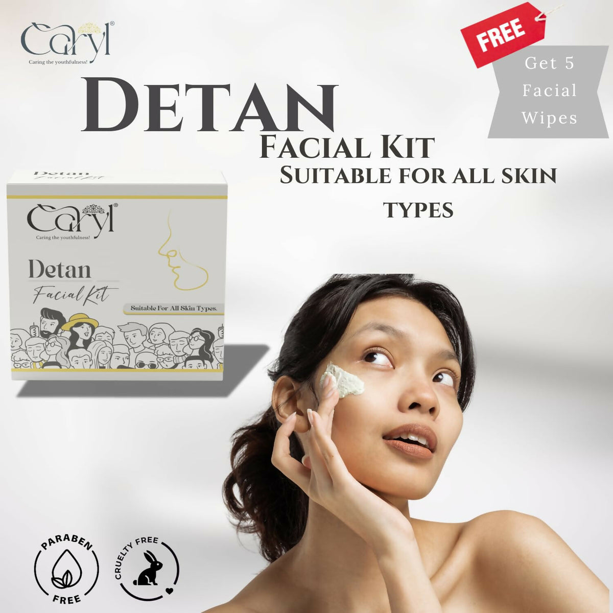 Caryl Detan Facial Kit for Removes Dead Skin Cells,Excess oil,Dirt & Impurities With Glycolic Acid,Green Tea,Bearberry For Remove Tan & Dark Spot,Brightening Skin & Even Tone|All Skin Types 30g