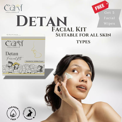 Caryl Detan Facial Kit for Removes Dead Skin Cells,Excess oil,Dirt & Impurities With Glycolic Acid,Green Tea,Bearberry For Remove Tan & Dark Spot,Brightening Skin & Even Tone|All Skin Types 30g