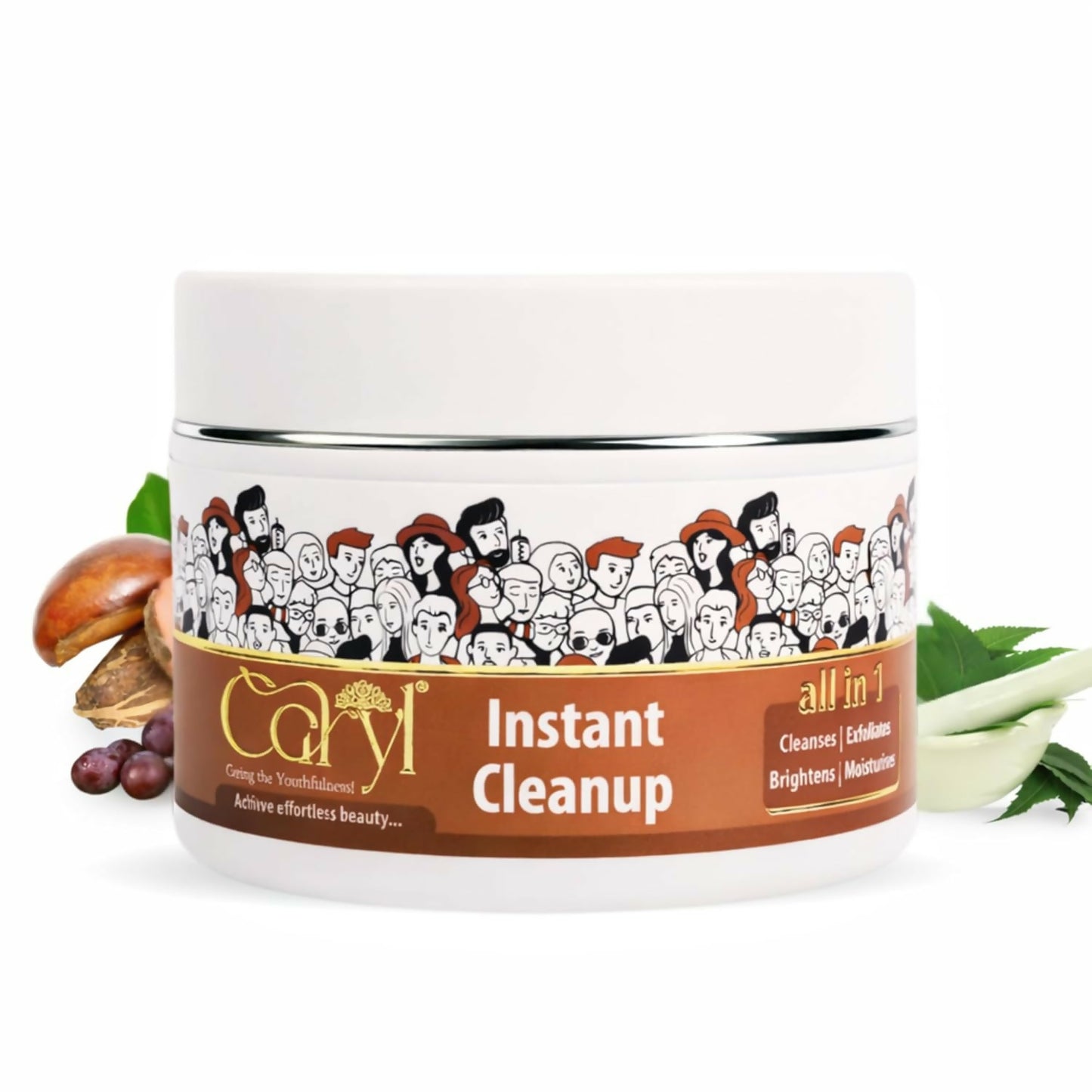 Caryl Instant Cleanup Face Scrub for Women & Men | All in 1 facial scrubber Exfoliating Cleanser for Deep Cleansing & Skin Brightening Moisturizing Face Scrub with Tan Reducer | Enriched with Hyaluronic Acid, Neem, Tulsi & Turmeric | Paraben & Sulfate Fre