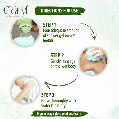 Caryl 280ml Gentle Care Body Wash|Hydrating Refreshing Body Wash for Men & Women Dry Skin|Shower Gel with Aloe Vera, Lemongrass, Jojoba & Seaweed|Paraben & Soap Free|Daily Use for All Skin Types