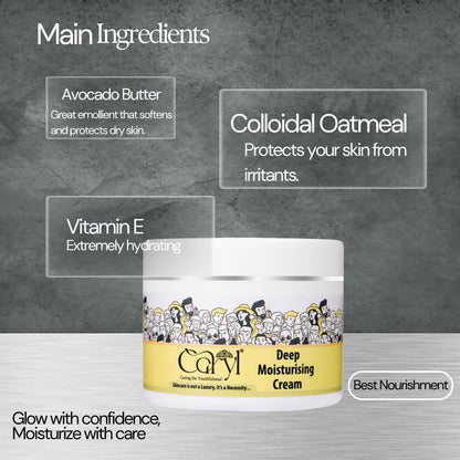 CARYL Deep Moisturising Face Cream |Enriched with Avocado Butter & Oatmeal |Deep Nourishment & Hydration, For Men & Women |Smooth, Soft & Nourished Skin, 200g