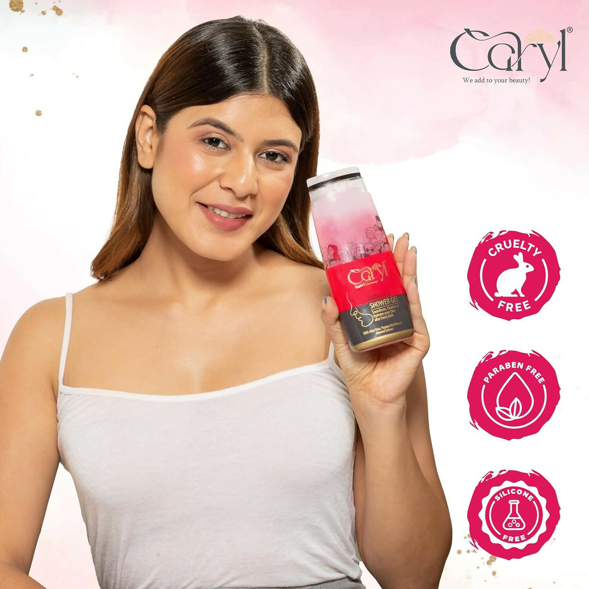 Caryl 280ml Radiance Body Wash for Glowing Skin|Hydrating Moisturizing Body Wash for Women Dry Skin|Shower Gel with Papaya Aloe Vera Red Wine Almond|Gentle Daily Body Bath & Skin Cleanser|Paraben Free Soap Free