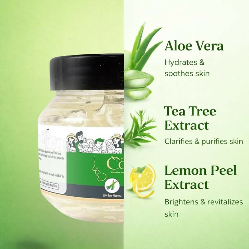Caryl Aloe Vera Gel 250g for Face, Hair Care|Helps Reduce Acne,Sunburn & Dark Circles|Deep Hydration & Skin Brightening|Pure Aloe Vera,Tea Tree & Lemon Peel|Lightweight,Non-Greasy Gel For Men & Women