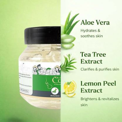 Caryl Aloe Vera Gel 250g for Face, Hair Care|Helps Reduce Acne,Sunburn & Dark Circles|Deep Hydration & Skin Brightening|Pure Aloe Vera,Tea Tree & Lemon Peel|Lightweight,Non-Greasy Gel For Men & Women