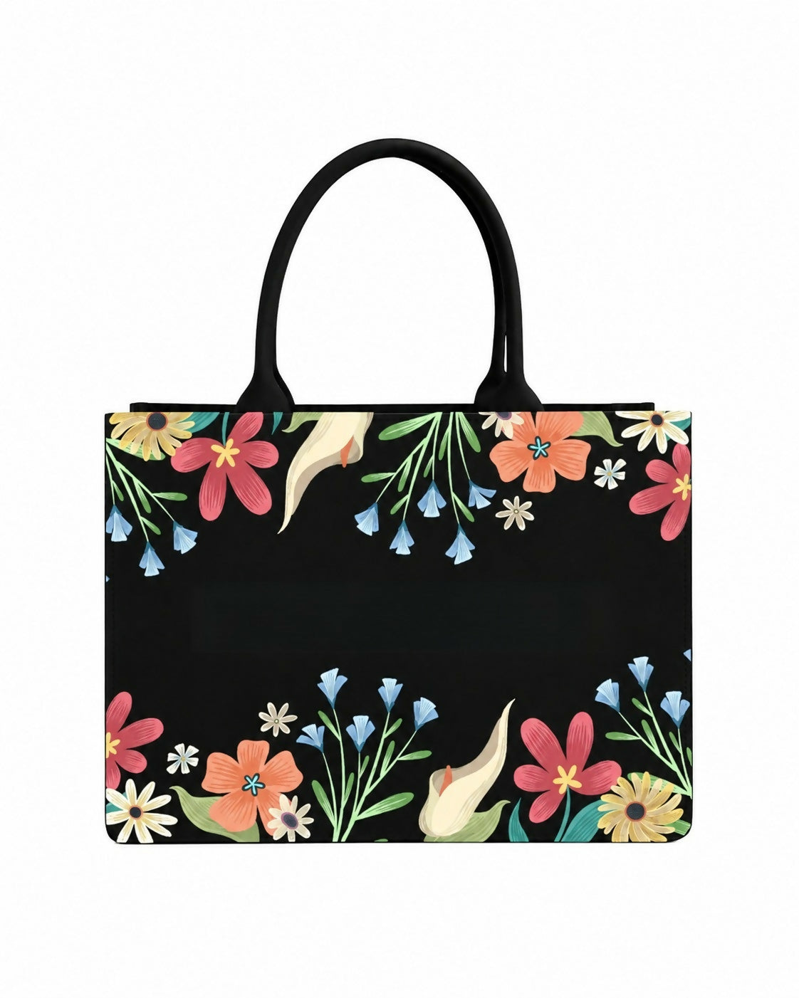 Custom Name Colorful Floral Tote Bag | Canvas Handbag for Women