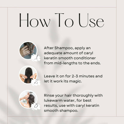 Caryl Keratin Smooth Conditioner 280ml | Frizz Control & Shine | Infused with Keratin & Shea Butter