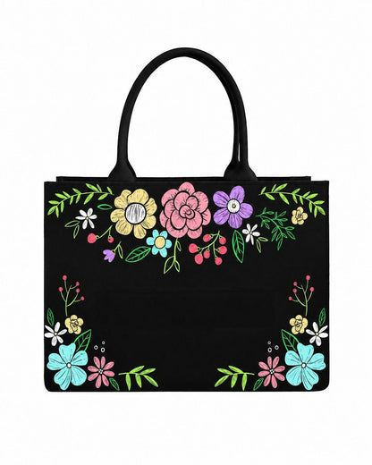 Custom Name Modern Daisy Tote Bag | Canvas Handbag for Women