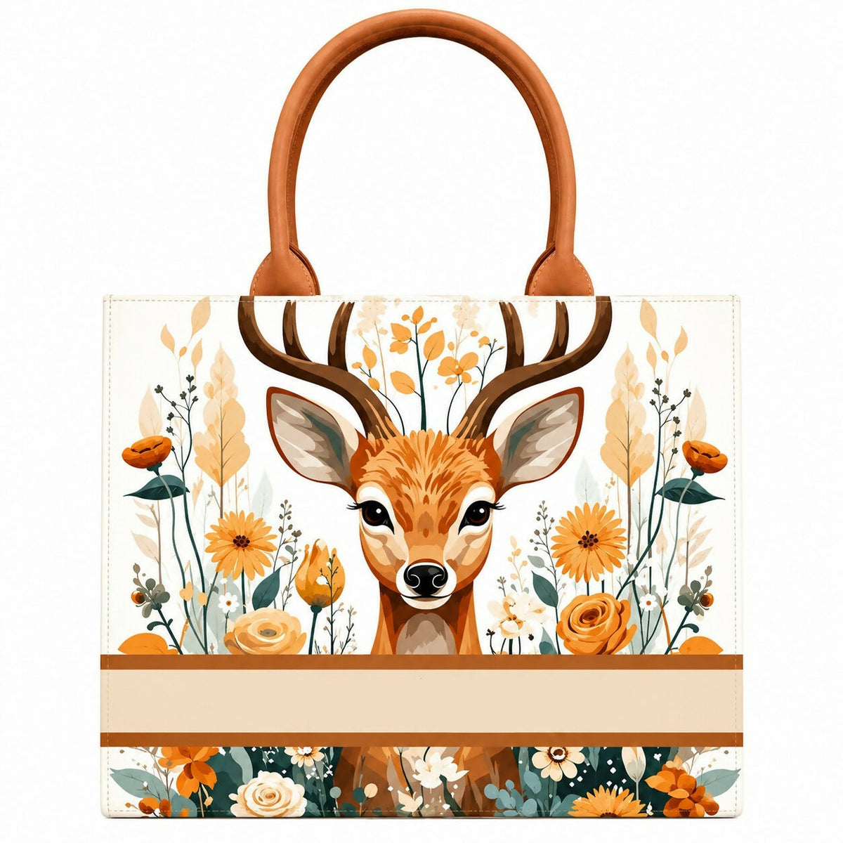 Custom Name Deer World Tote Bag | Canvas Handbag for Women
