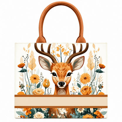 Custom Name Deer World Tote Bag | Canvas Handbag for Women