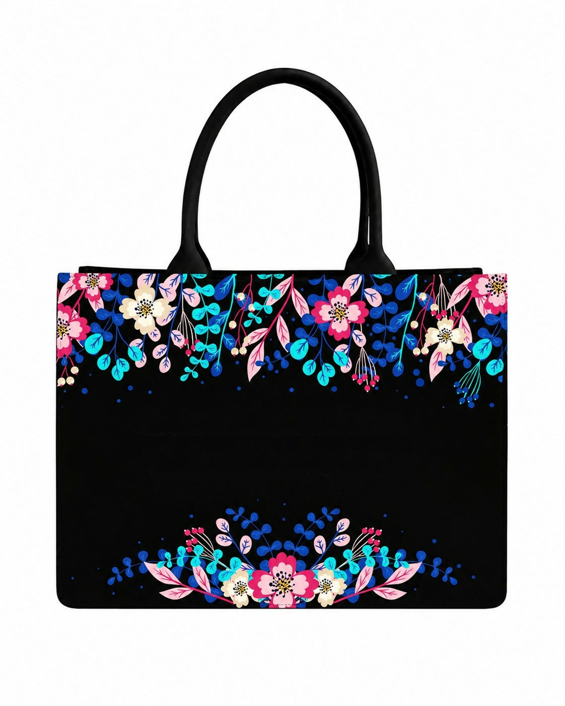 Custom Name Elegant Floral Tote Bag | Canvas Handbag for Women