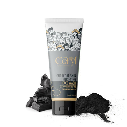 Caryl 100ml Charcoal Face Wash for Oily, Acne-Prone Skin|Exfoliating & Purifying Deep Cleanser for Men,Women|Oil Control, Dirt Removal & Skin Detox|Paraben-Free daily face wash