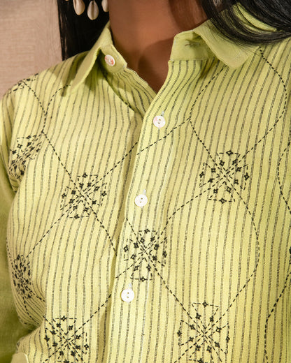 VERDAHLIA- GREEN STRIPE SHIRT