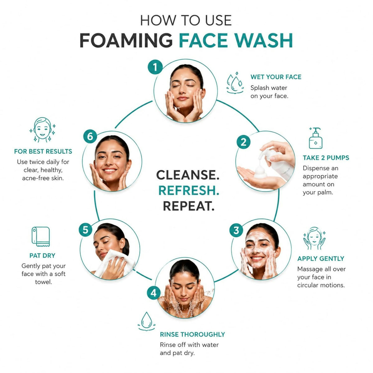 Caryl 150ml Foaming Face Wash | Salicylic Acid, Tea Tree Oil & Aloe Vera Face Cleanser for Oily & Acne-Prone Skin | Deep Pore Cleansing, Oil Control & Pimple Care | Paraben-Free Face Wash for Men & Women