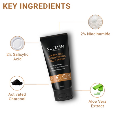 Charcoal Brightening Face Wash – 2% Salicylic Acid + 2% Niacinamide