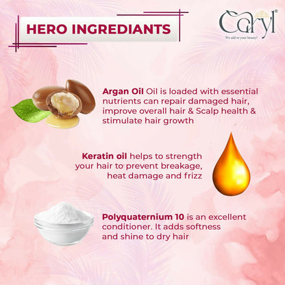 Caryl Keratin Smooth Shampoo with Argan Oil & Keratin | Smoothening Shampoo for Softer, Shinier & Frizz-Free Hair | Nourishing Hair Care for Men, Women | 300 ml