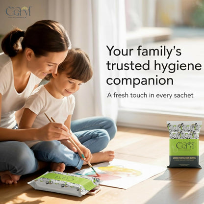 CARYL Germ Protection Wipes With Aloe Vera Extract | Multi-Purpose Disinfectant Wet Wipes for Hands and Surfaces | Anti-Germ Cleansing Facial Wipes | Gentle on Skin, Paraben-Free & Dermatologically Tested - 72 Single Sachets