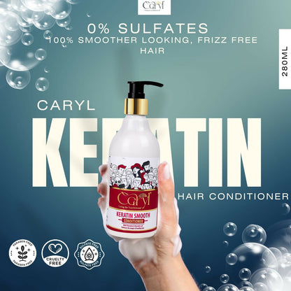 Caryl Keratin Smooth Conditioner 280ml | Frizz Control & Shine | Infused with Keratin & Shea Butter