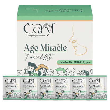 Caryl Age Miracle Facial Kit for Improves Skin Texture,Purifies Skin & Increases Firmness With Bakuchi,Carrot Seed Oil,Lactic Acid|Removes Dark Spot,Collagen Boost|All Skin Types 30g + 5 Facial Wipes