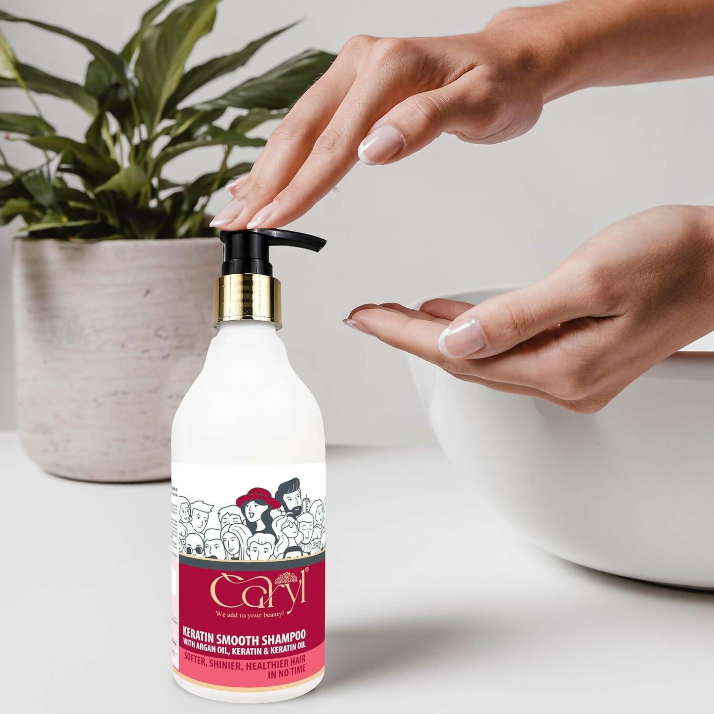 Caryl Keratin Smooth Shampoo with Argan Oil & Keratin | Smoothening Shampoo for Softer, Shinier & Frizz-Free Hair | Nourishing Hair Care for Men, Women | 300 ml