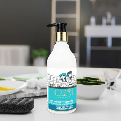 Caryl 300 ml Anti Dandruff Shampoo For Men & Women Hair Cleanser for Scalp Purification & Flake Control with Cinnamon Oil & Coffee Extract | Reduces Itchy Scalp & Dryness