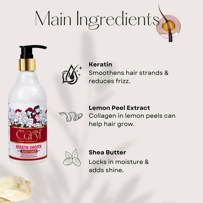 Caryl Keratin Smooth Conditioner 280ml | Frizz Control & Shine | Infused with Keratin & Shea Butter